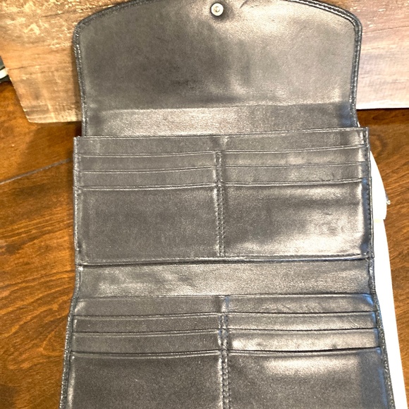 Coach Black Leather Trifold Credit Card Long Wallet - Picture 2 of 9